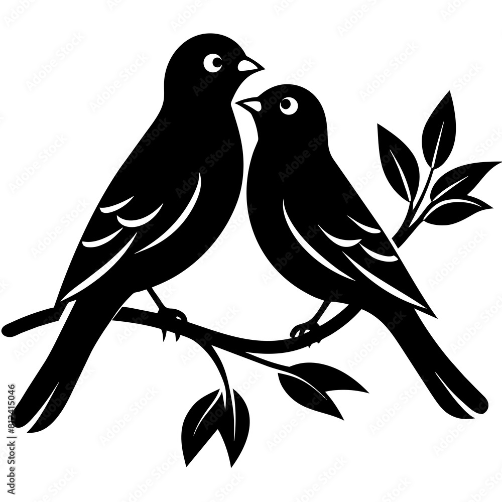 Birds making love on a branch vector silhouette illustration art Birds making love on a branch vector silhouette illustration art