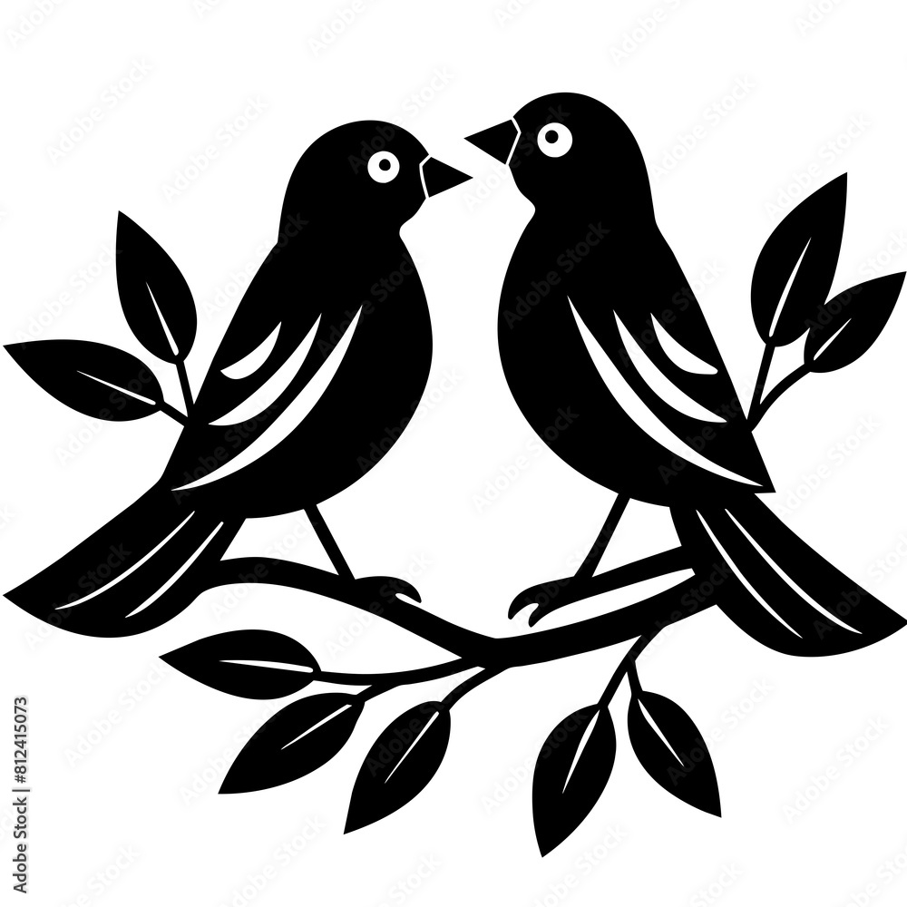 Birds making love on a branch vector silhouette illustration Birds making love on a branch vector silhouette illustration