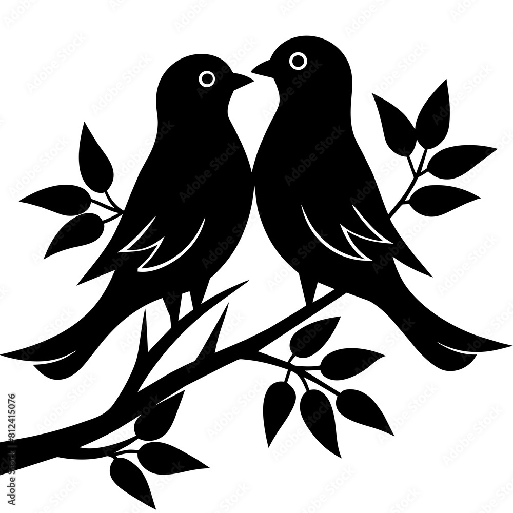 Birds making love on a branch vector silhouette Birds making love on a branch vector silhouette