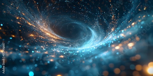 Futuristic cosmic vortex showcases innovation and invention through a mesmerizing digital visualization of space and energy