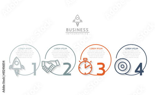 Vector infographic business presentation template with circular interconnection with 4 options.