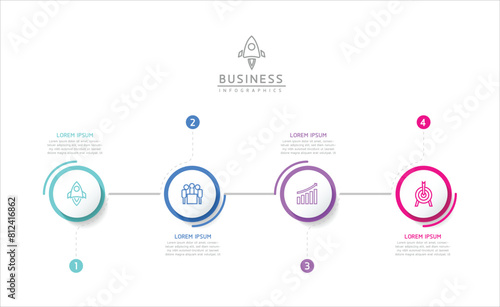 Vector infographic business presentation template with circular interconnection with 4 options.