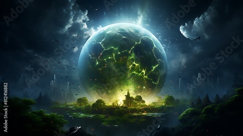 A digital painting of Earth with a spotlight on environmental issues for Earth Day.