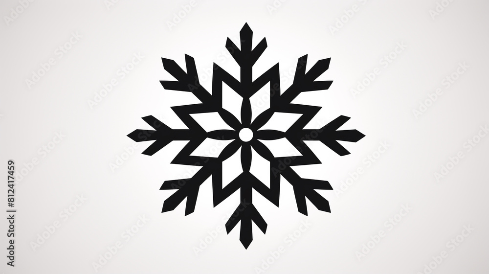 Black snowflake on white background flat design top view winter theme cartoon drawing Monochromatic Color Scheme Black snowflake on white background flat design top view winter theme cartoon drawing Monochromatic Color Scheme