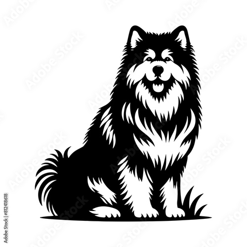 Vector Alaskan Malamute Silhouette - A Stunning Tribute to Canine Elegance and Strength- Alaskan Malamute Illustration- Minimalist Alaskan Malamute  vector.