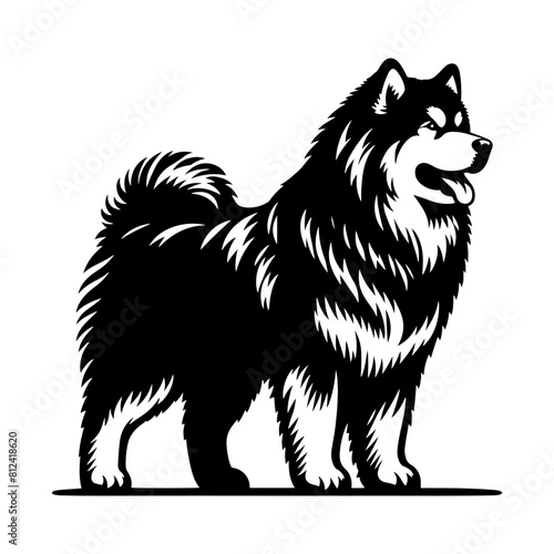 Vector Alaskan Malamute Silhouette - A Stunning Tribute to Canine Elegance and Strength- Alaskan Malamute Illustration- Minimalist Alaskan Malamute  vector.