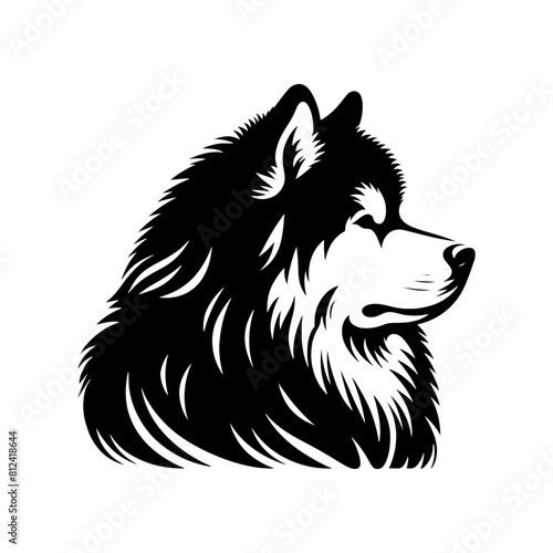 Vector Alaskan Malamute Silhouette - A Stunning Tribute to Canine Elegance and Strength- Alaskan Malamute Illustration- Minimalist Alaskan Malamute  vector.