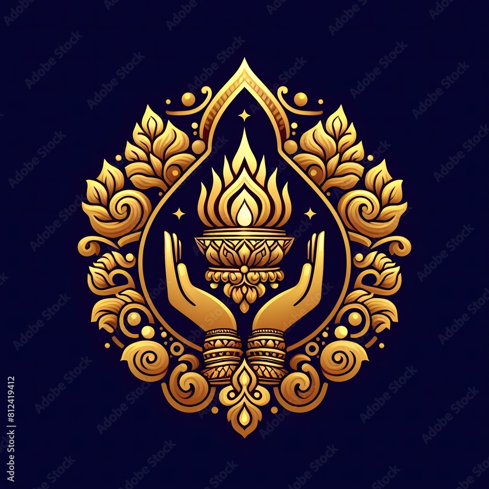 Obraz premium AI Generate of Luxury Premium Symbol Vector of Vesak Day with Lantern, Candle Light, Lotus
