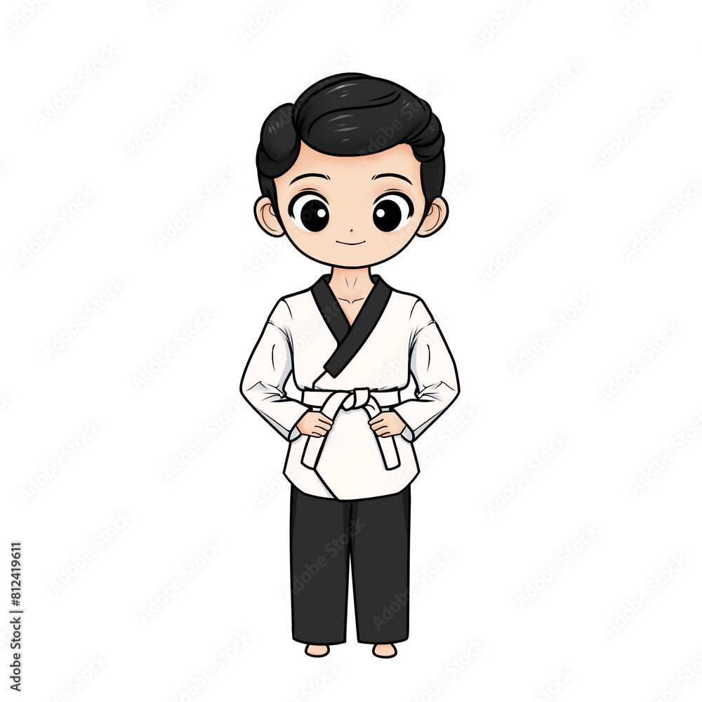 illustration of taekwondo poomsae boy with white belt and transparent background illustration of taekwondo poomsae boy with white belt and transparent background