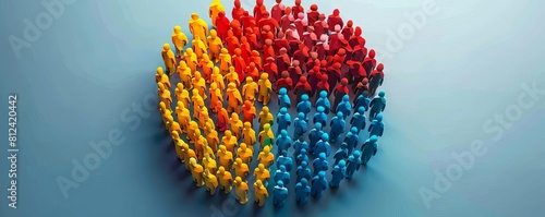 A graphic visualization of a pie chart made from different ethnic groups, each slice showing population proportion