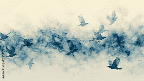 Exposure of a flock of birds multiple times photo