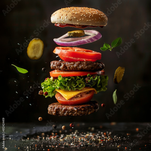 delicious explode falling hamburger 