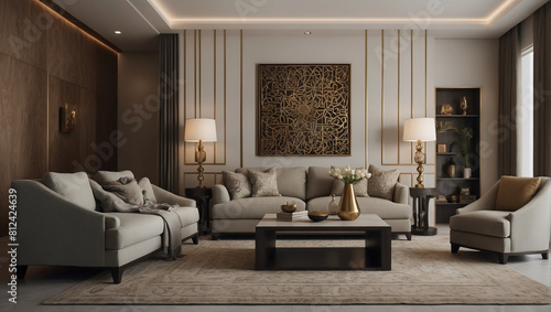 Minimalist Arabic interior design of modern living room © Mark&Toby Image Co.