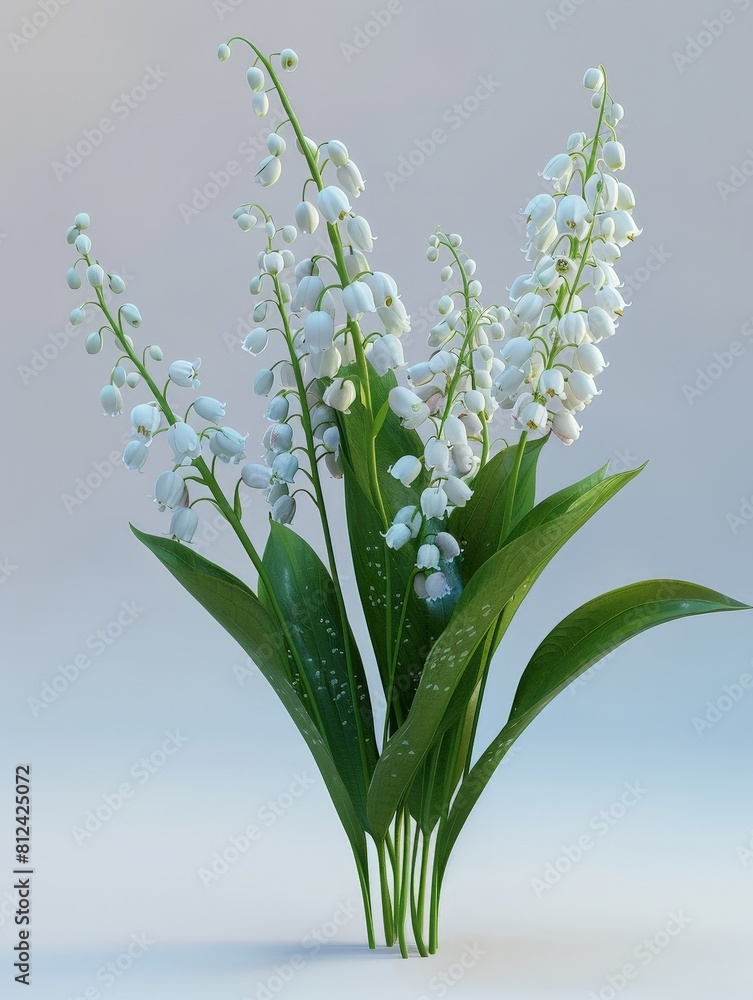 Fototapeta premium Lifelike Lily of the Valley 3D Renders for Your Designs