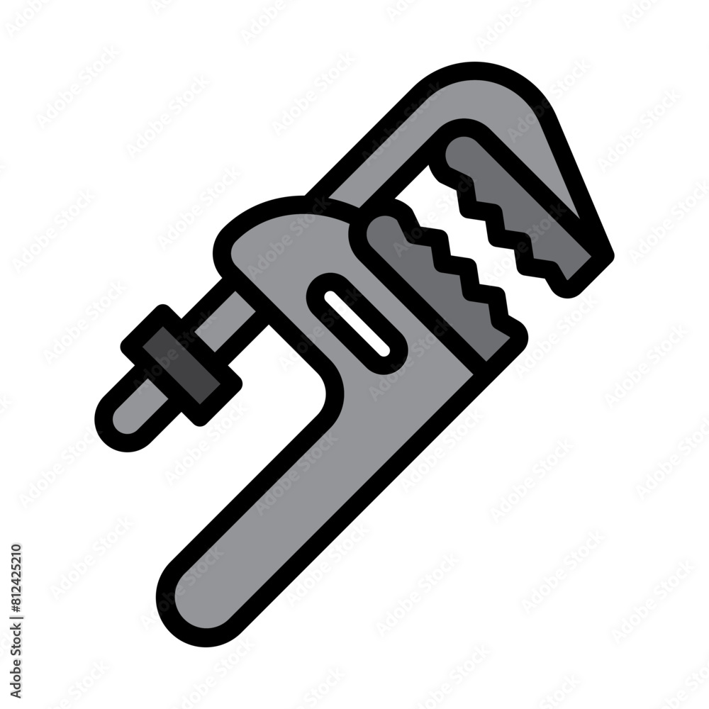 Pipe Wrench Filled Line Icon Design Pipe Wrench Filled Line Icon Design