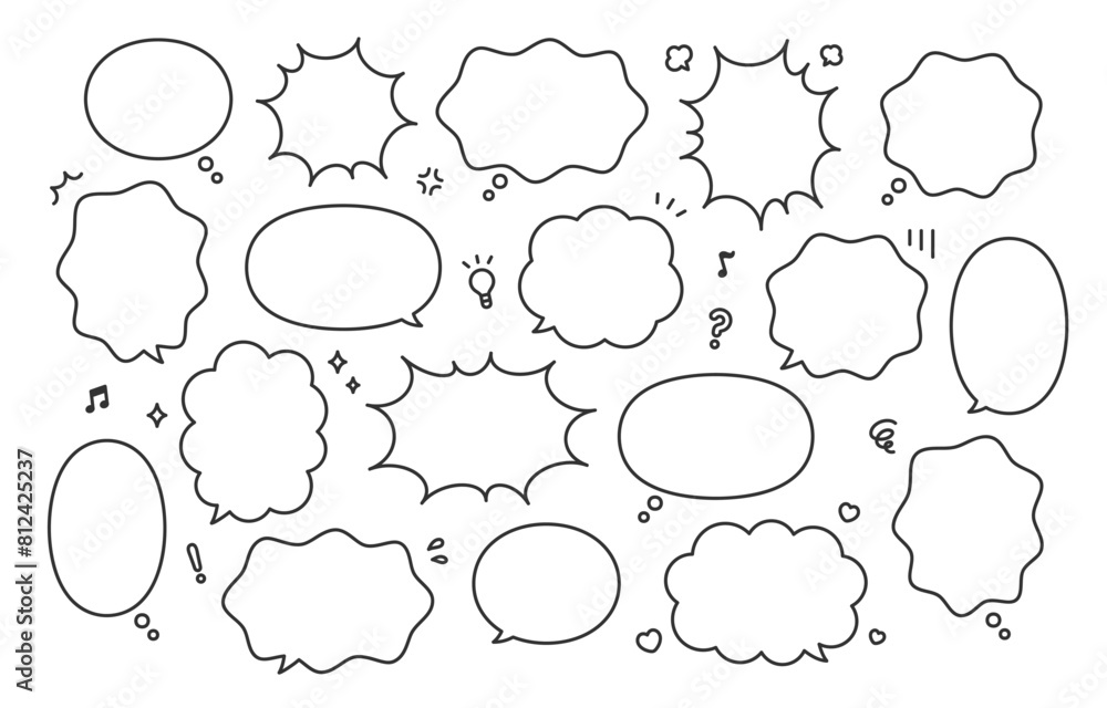 Fototapeta premium シンプルなふきだしとアイコンのセット【ベクターイラスト素材】