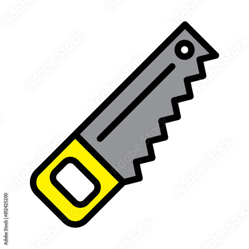 Handsaw Filled Line Icon Design