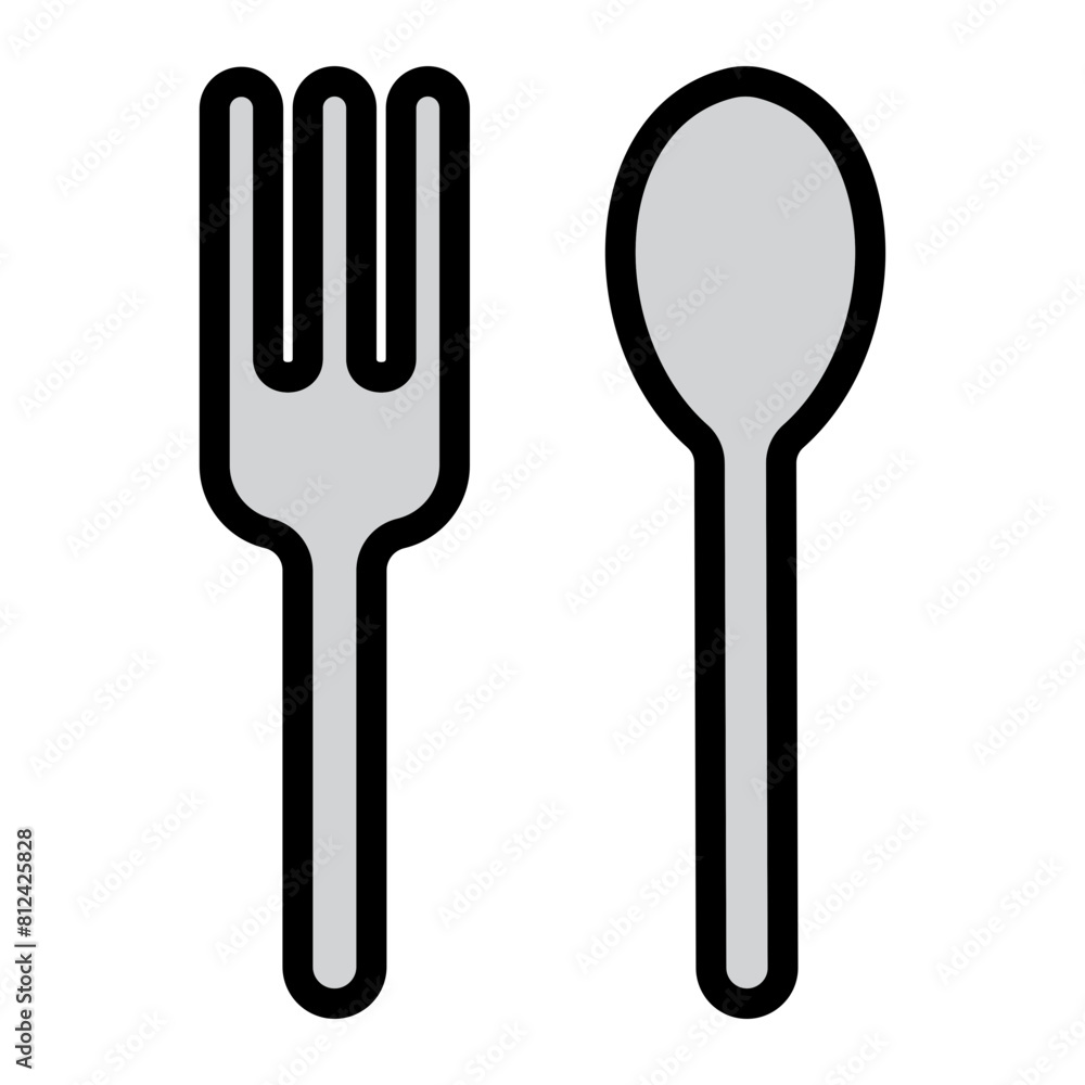 Disposable cutlery Filled Line Icon Design Disposable cutlery Filled Line Icon Design