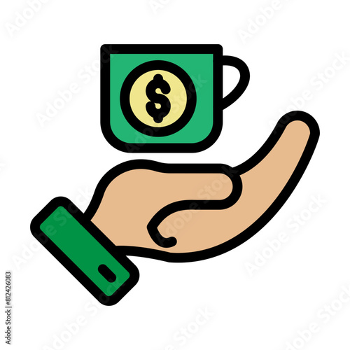 Donation Cup Filled Line Icon Design