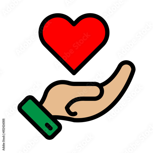 Donation Heart Filled Line Icon Design