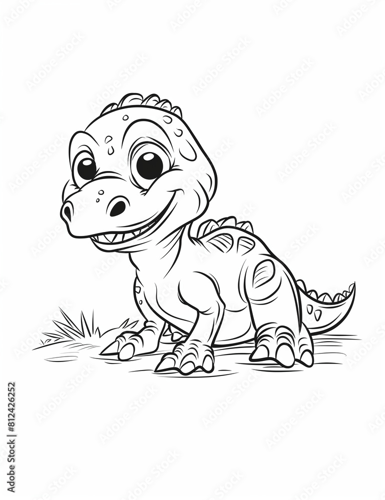 Obraz premium dinosaur coloring illustrations, kids friendly, cute