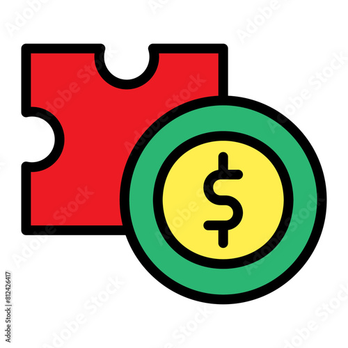 Puzzle Filled Line Icon Design