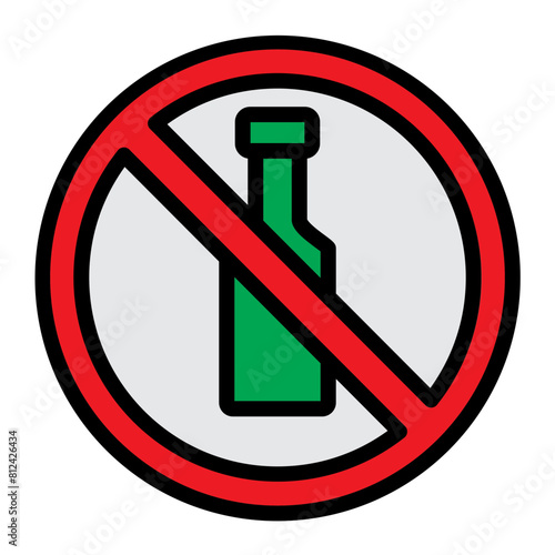 No Alcohol Filled Line Icon Design
