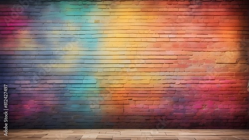 Vibrant grunge wall of bricks art background image
