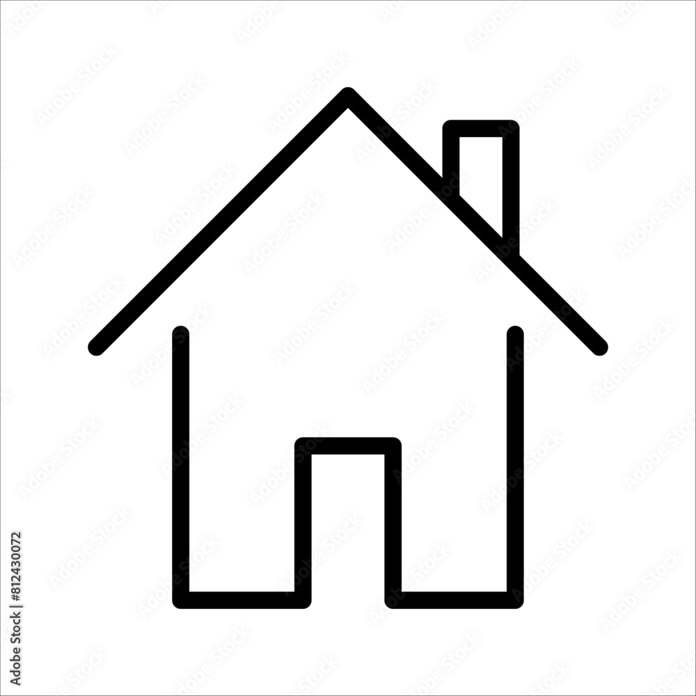 House icon with door, outline design vector - Vector House icon with door, outline design vector - Vector