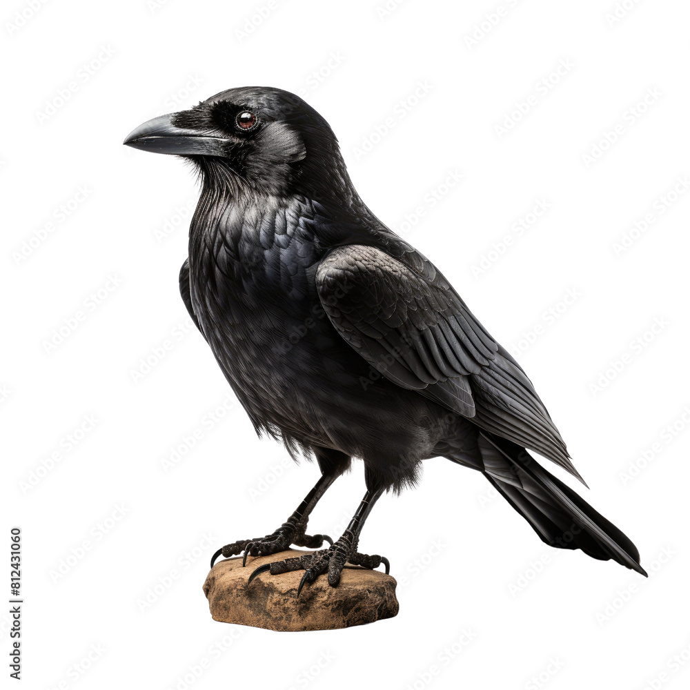 Obraz premium A large black bird with a long, pointed beak and a glossy black body. on a transparent background.