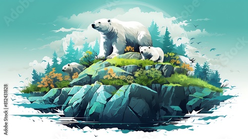 An illustration of endangered species coming together to advocate for their protection on Earth Day. photo