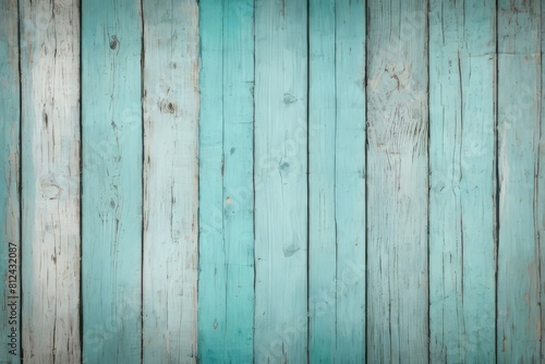 Old vintage light teal and blue shabby wooden background texture. Rustic wooden horizontal banner and wallpaper photo