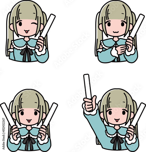ペンライトを持つツインテールの地雷系・姫系な女の子