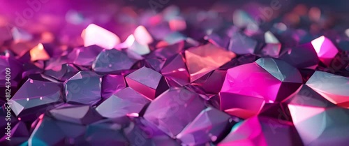 High-resolution 3D model of hexagonal skin brightening effects, flat, sparkling gemstones background, photo