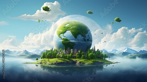 A digital painting of Earth with a message encouraging eco-friendly travel practices for Earth Day. © Tayyab