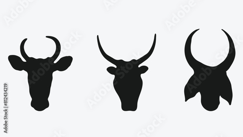 Silhouette Symphony, A Majestic Collection of Cow Head Profiles