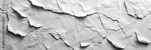 White paper shredded, ripped, blank, creased, crumpled photo