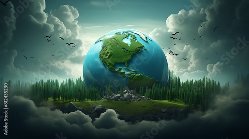 An illustration of Earth with a speech bubble saying "Protect me" for Earth Day. © Tayyab