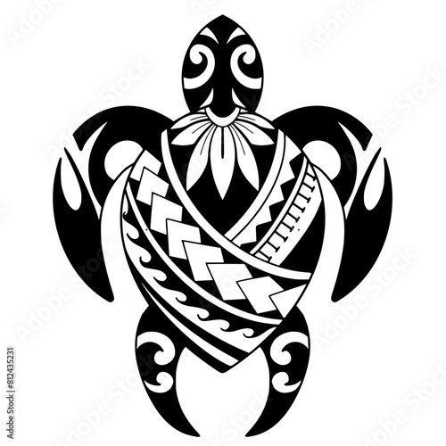 Tribal turtle tattoo design Polynesian style. Aboriginal samoan. illustration EPS10