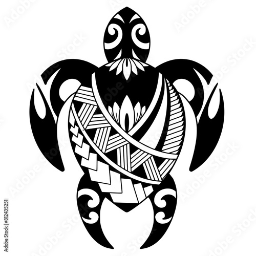 Tribal turtle tattoo design Polynesian style. Aboriginal samoan. illustration EPS10