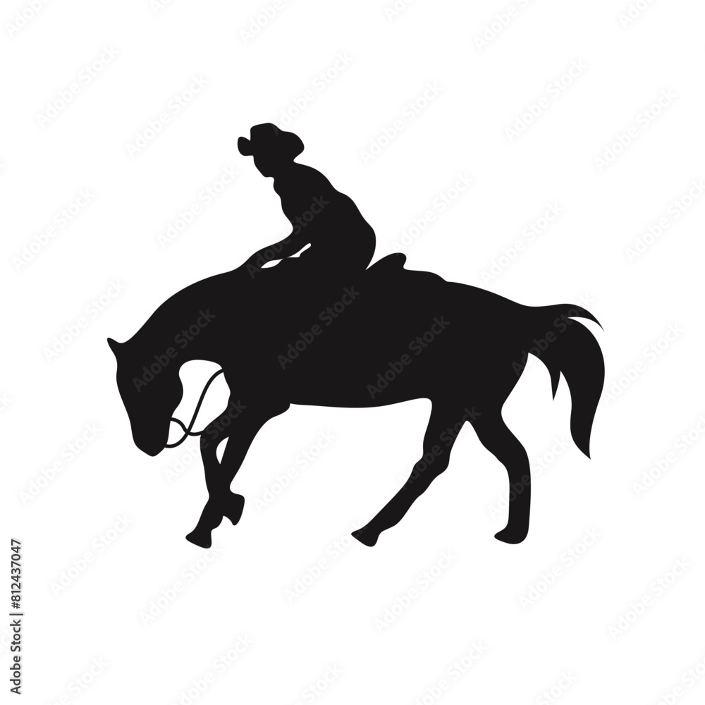 Cowboy Figure Silhouette with Lasso and Horse. Vector Illustration Cowboy Figure Silhouette with Lasso and Horse. Vector Illustration