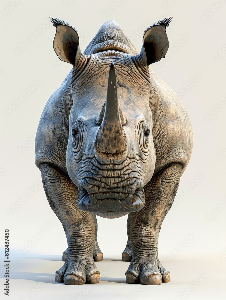 Fototapeta premium Impressive 3D Render of Rhinoceros Clipart