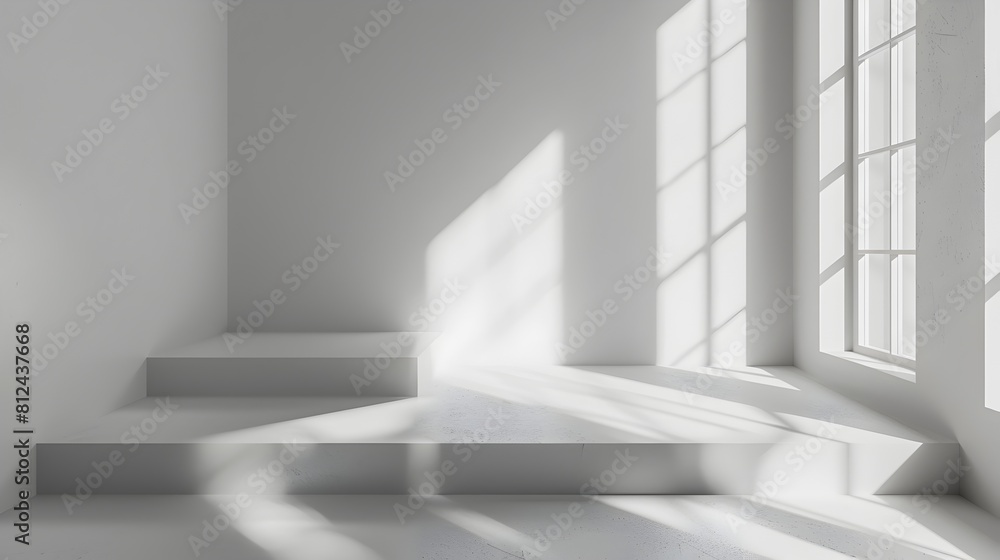 Obraz premium Minimalist White Studio Backdrop with Subtle Shadow for Highlighting Products in a Clean Modern Setting