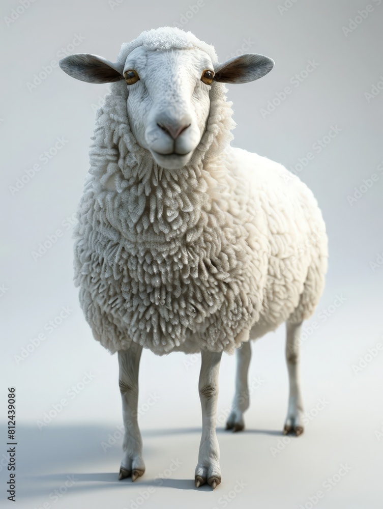 Fototapeta premium Serene Sheep Herd in 3D Render