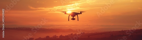 Drone flying during sunset © Media Srock