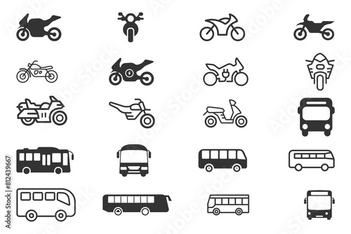 Bus And Motorcycl Transport Icon