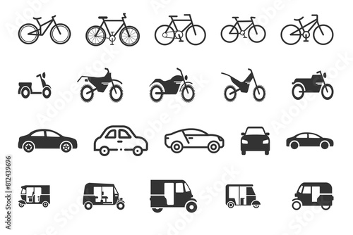 Bicycle, Car, Motorcycle And Auto Rickshaw Transport icon