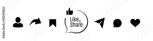 like and share on white background
