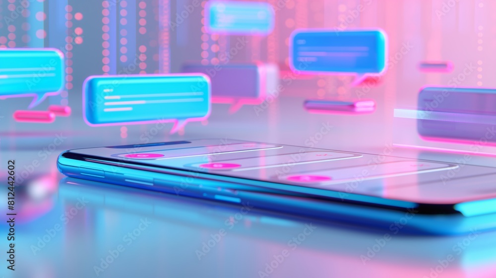 Futuristic Smartphones with Neon Interface Design Futuristic Smartphones with Neon Interface Design