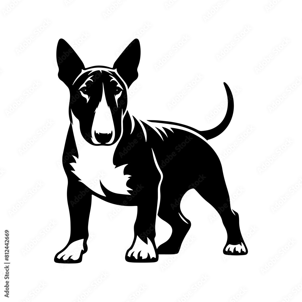 Obraz premium Bull Terrier Vector Silhouette- Bull Terrier Illustration- Minimalist Bull Terrier Vector.